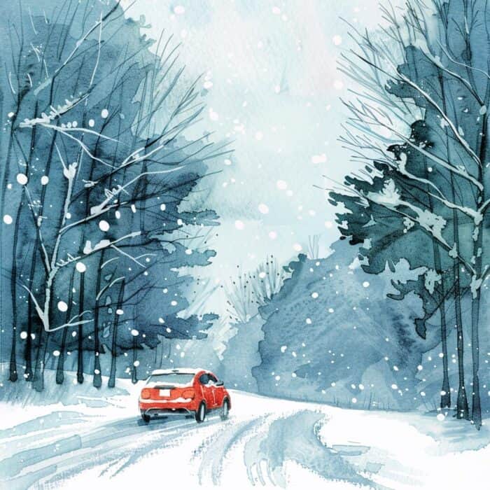 Evening fairy tale -  Little car in the snowdrift