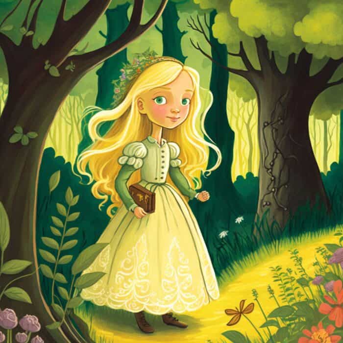 Bright Blonde Princess In Forest
