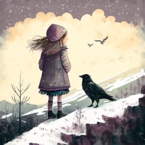 Short Fairy Tales for Children - A Small Crow And A Small Girl On A Winter Hill