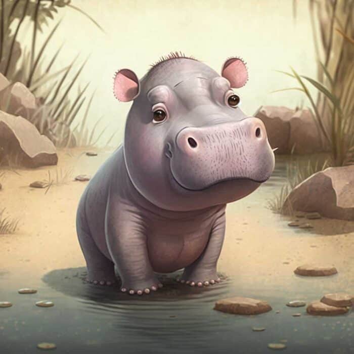 Little Hippo And His Caretaker