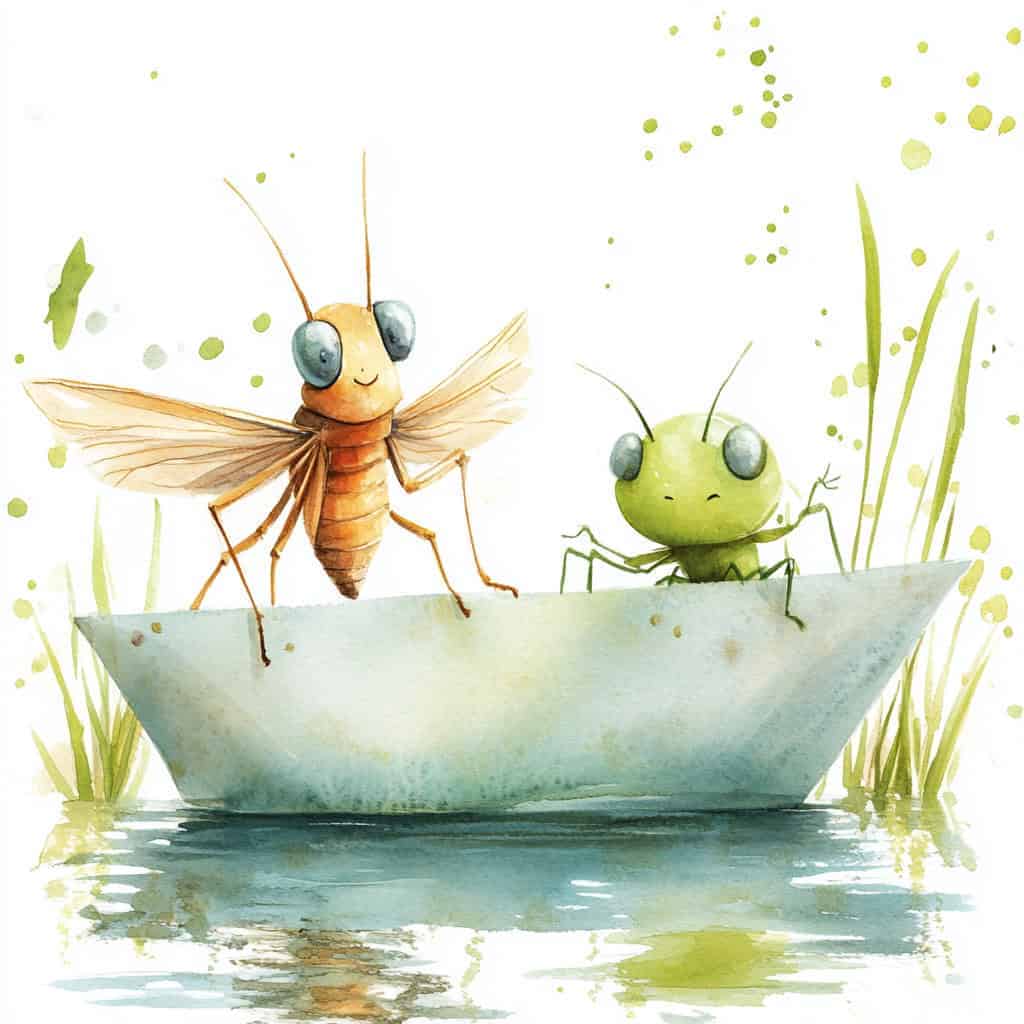 Story for reading - The Paper Boat, the Fly, and the Grasshopper